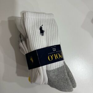 Polo by Ralph Lauren White and Gray Kids crew Socks size 8-9.5